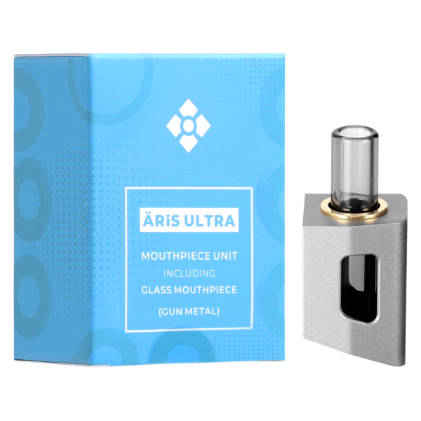 WOLKENKRAFT ÄRiS ULTRA Mundstück-Komplett-Set inkl. Mundstückbasis, Glasmundstück, Dichtungsring und Sieb | Farbe: Gun Metal